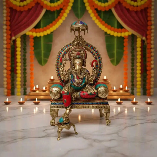 “Why a Brass Ganesh Idol on a Throne is the Perfect Symbol of Peace and Prosperity”
