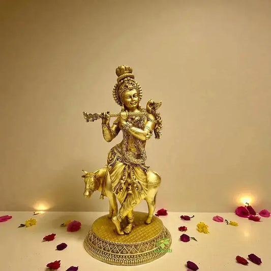 “Why a Lord Krishna Playing Flute Brass Sculpture is the Perfect Blend of Spirituality and Luxury, showcasing traditional Indian artistry”
