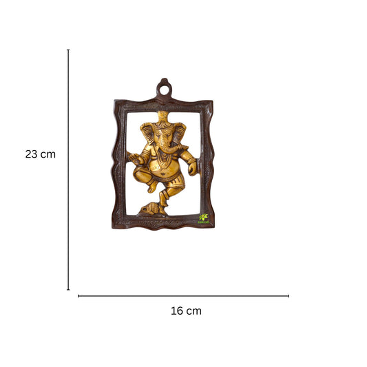 Divine Brass Ganesha Wall Hanging | Elevate Your Home with Blessings | Ganesha Wall Décor ( Yellow, 9 inch)