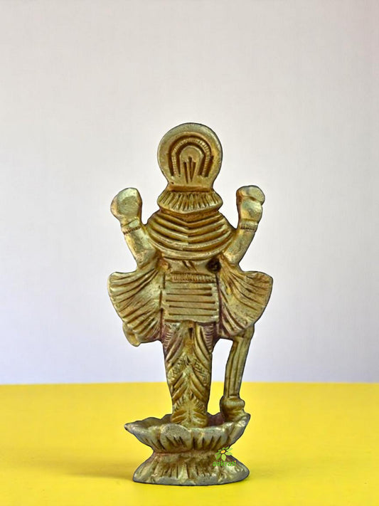 Handcrafted Brass Vishnu Idol | Divine Protection and Peace for Your Space | Brass Lord Vishnu Murti ( Yellow, 2.8 inch)