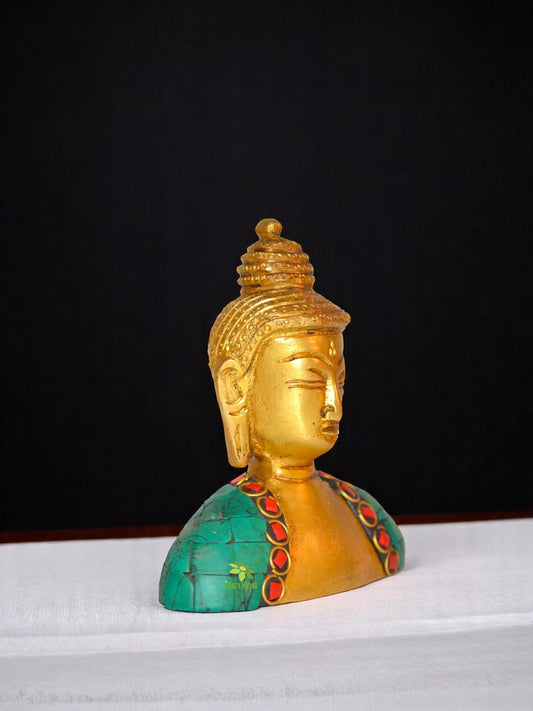 Brass Made Lord Buddha Bust stone work