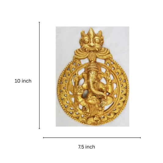 Brass Decorative Wall Hanging | Ganesha Plate for Spiritual and Religious Home Decor | Brass Ganesha Plate ( Yellow, 10 inch) Aakrati