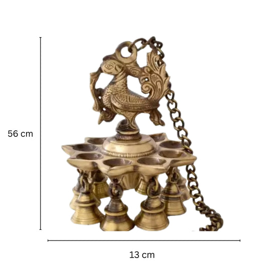 Brass Wall Hanging Diya in Bird Design | Traditional Diwali and Pooja Room Decoration | Brass Wall Diya ( Yellow, 22 inch)