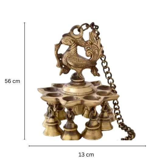 Brass Wall Hanging Diya in Bird Design | Traditional Diwali and Pooja Room Decoration | Brass Wall Diya ( Yellow, 22 inch) Aakrati