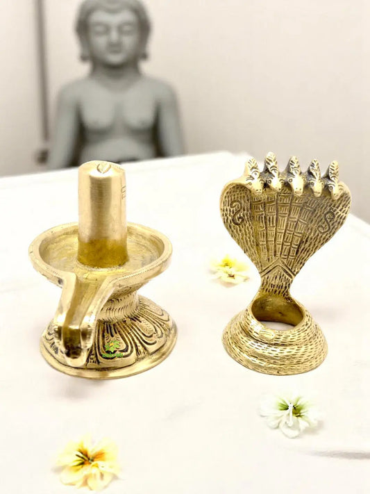 Handmade Brass Shivlinga Idol | Elegant Spiritual Decor for Your Home and Temple | Brass Shivlinga Statue ( Yellow, 6 inch) Aakrati