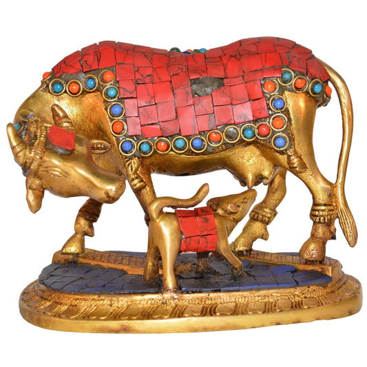 Unique Lovely Cow & Calf Caring Idol Handicraft Piece by Aakrati Aakrati