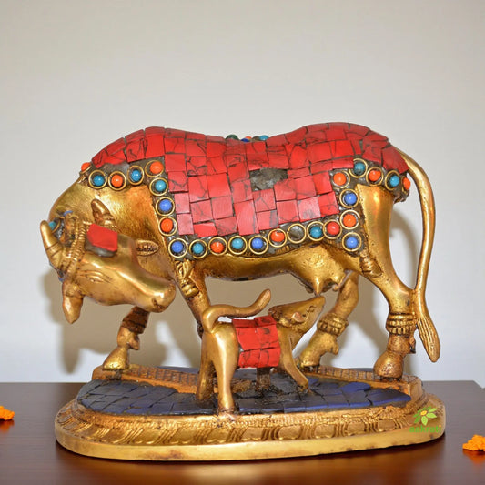 Unique Lovely Cow & Calf Caring Idol Handicraft Piece by Aakrati Aakrati