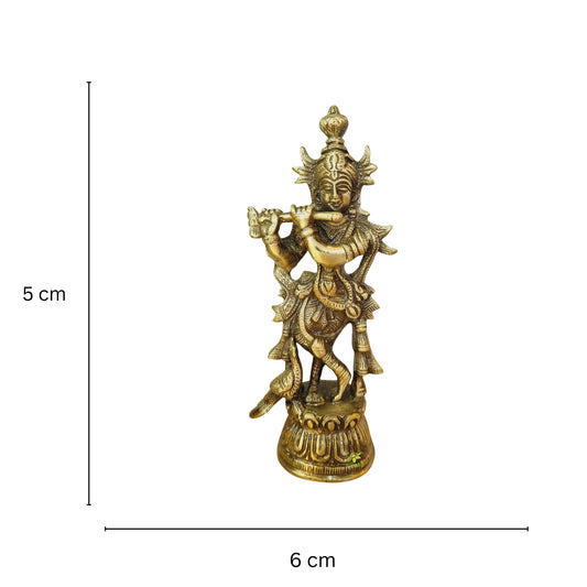 Aakrati Lord Krishna Awesome Statue Made Decorative Showpiece - 18 cm (Brass, Brown)