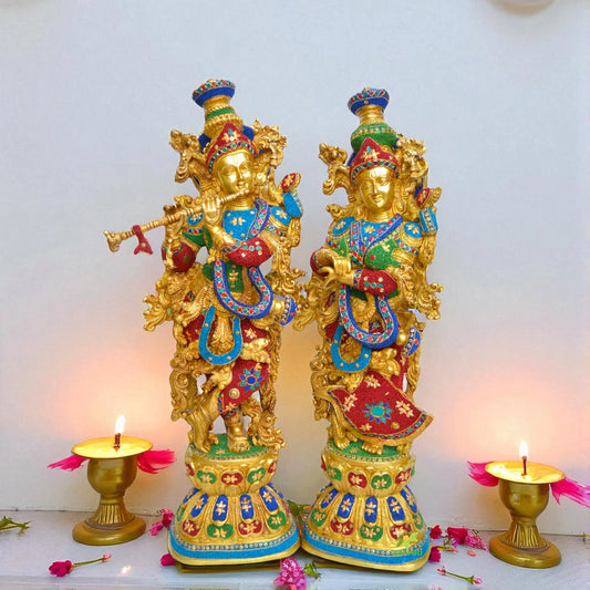 Brass Radha Krishna Showpiece, Radha Krishna Statue for Corner Table, Symbol Of Love, Indian Home Decor, Decorative Figurines Aakrati