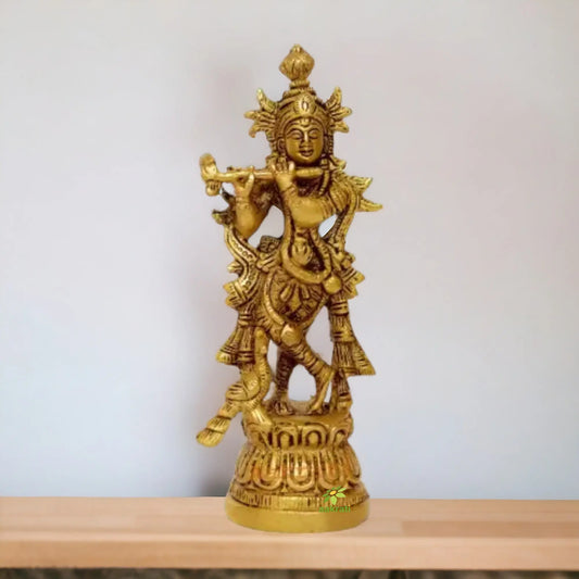 Lord Krishna Brass Made Hand Carved Designer Statue Aakrati