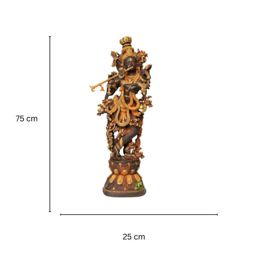 Krishna brass metal sculpture for decoration Standing 29 inch height Aakrati