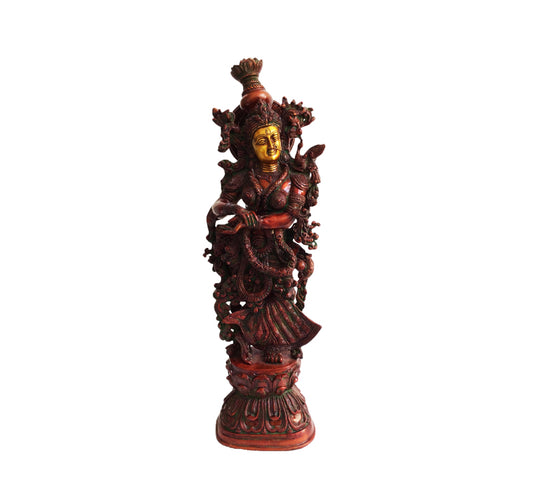 Brass Radha Murti | Perfect for Temples and Home Altars | Elegant Brass Radha Sculpture ( Yellow, 30 inch)