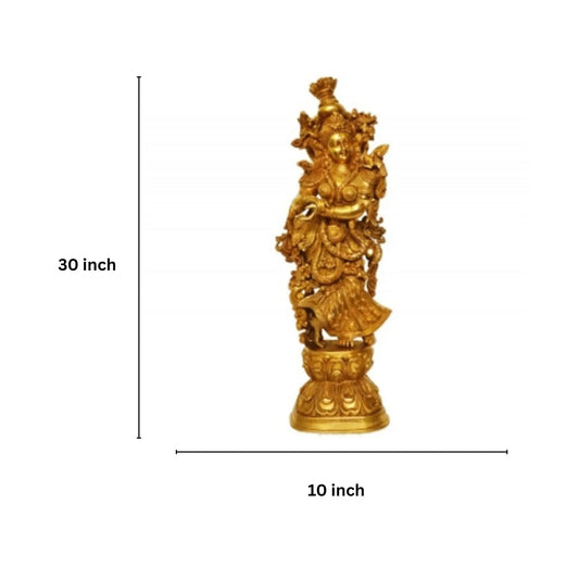 Brass Radha Murti | Perfect Gift for Devotees and Home Decor Lovers | Divine Radha Idol ( Antique, 30 inch) Aakrati