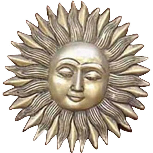 Brass Sun Face Wall Décor | Unique and Elegant Wall Art for Modern Homes | Brass Sun Face Wall Showpiece ( Brown, 7 inch) Aakrati
