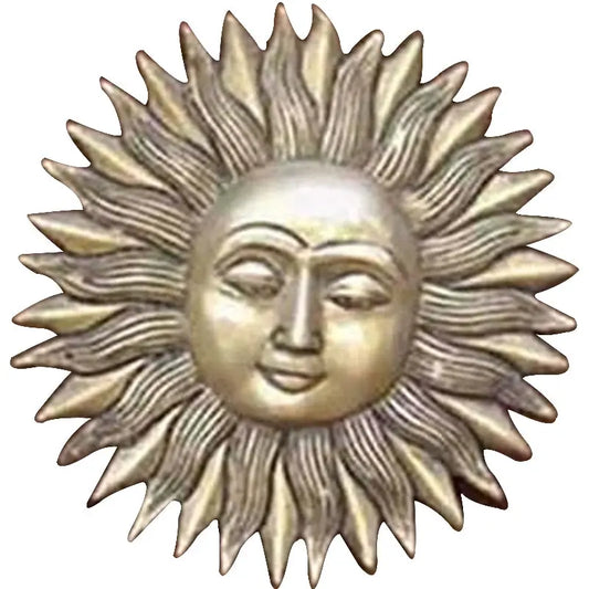 Brass Sun Face Wall Décor | Unique and Elegant Wall Art for Modern Homes | Brass Sun Face Wall Showpiece ( Brown, 7 inch) Aakrati