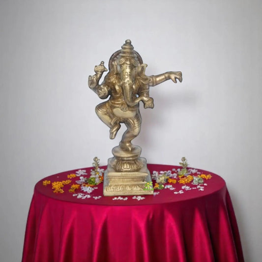 Brass Lord Ganesha Murti | Bring Divine Blessings to Your Home or Temple | Handcrafted Brass Ganesha Idol ( Yellow, 6.5 inch) Aakrati