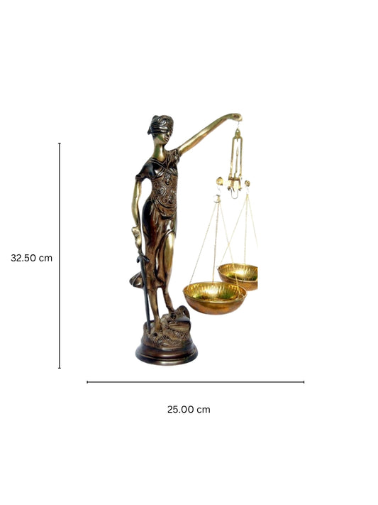 Brass Justice Lady Staue Holding Balance Scale