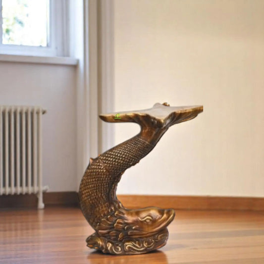 Handcrafted Brass Decorative Stool | Elegant Home Decor Piece for Living Room | Brass Stool with Artistic Design ( Yellow, 28 inch) Aakrati