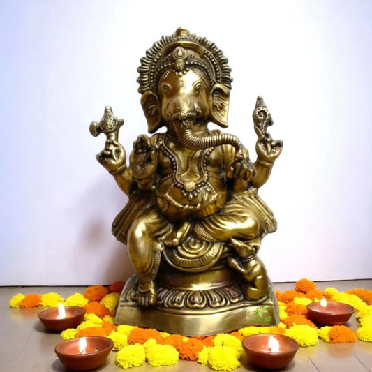 Lord Ganesha Brass Statue for Home Decoration Aakrati