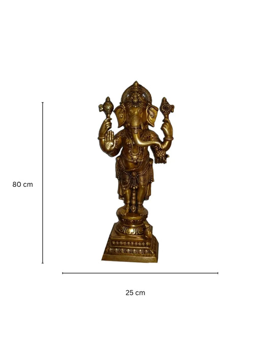 Lord Ganesha Standing Brass Statue Aakrati