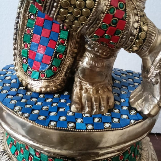 Krishna Brass metal Hand made stone work finish Religious figure Aakrati