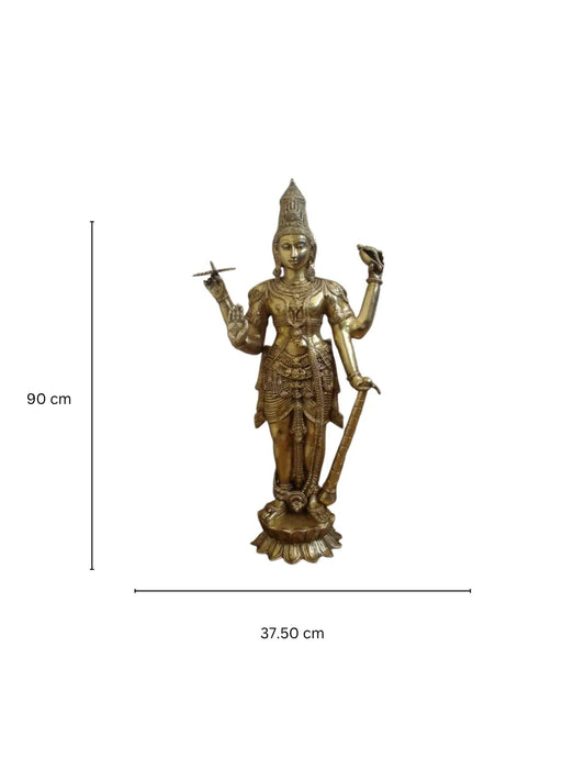 Antique Lord Vishnu Brass Standing Statue Aakrati