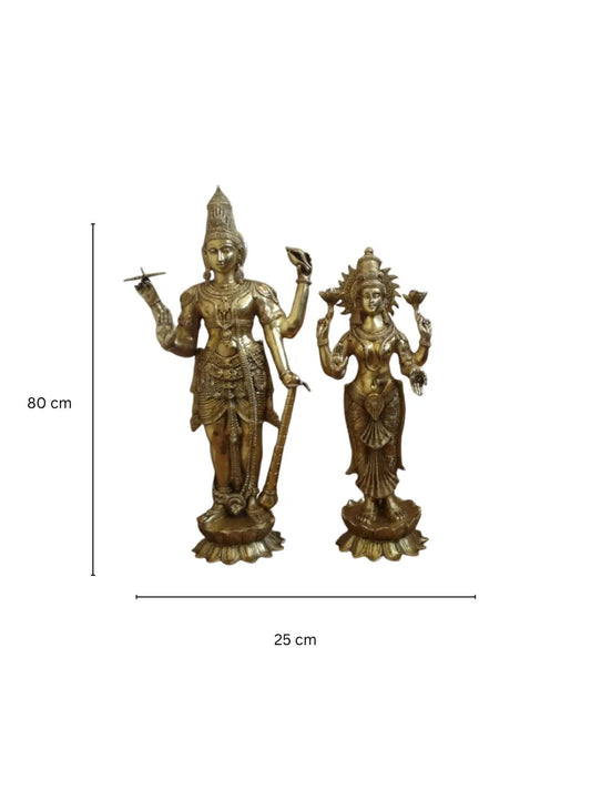 Lord Vishnu Laxmi Brass Statue Aakrati