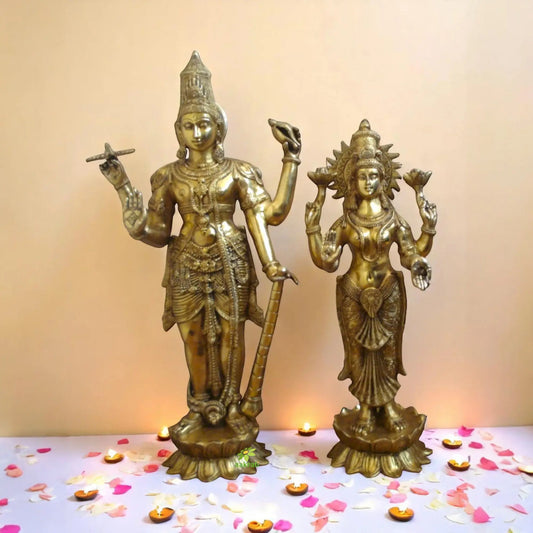 Lord Vishnu Laxmi Brass Statue Aakrati