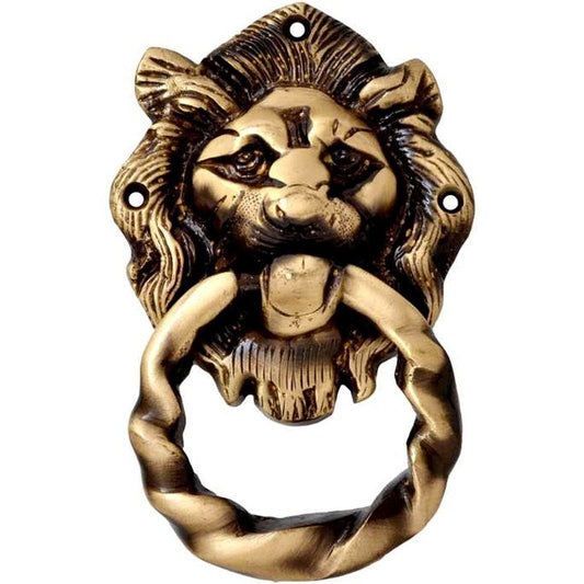 Brass Antique Door Knocker | Enhance Your Entrance with Style | Brass Lion Shape Door Knocker ( Brown, 5.5 inch) Aakrati