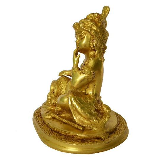 Krishna Laddo Gopal in Brass | Brass Krishna Idol for Your Festival Celebrations | Brass Krishna Laddo Gopal Idol ( Yellow, 7.5 inch)