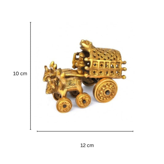 Traditional Brass Bullock Cart Showpiece | Perfect for Traditional Home Spaces | Brass Bullock Cart Figurine ( Brown, 5 inch) Aakrati