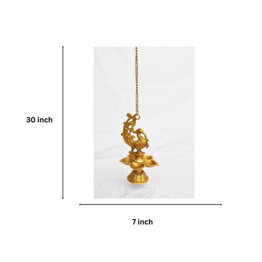 Traditional Brass Wall Hanging Deepak | Handcrafted Diya for Diwali & Pooja | Brass Wall Hanging Diya ( Yellow, 30 inch)