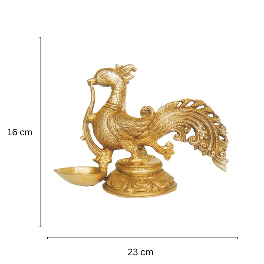 Handmade Traditional Brass Diya | Perfect for Spiritual Celebrations | Brass Bird Shape Luxury Diya ( Yellow, 9 inch)