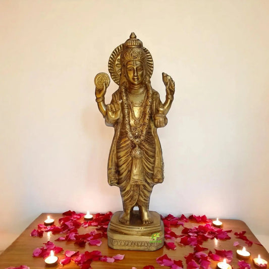 Lord Dhanvantari Brass Antique Statue Aakrati