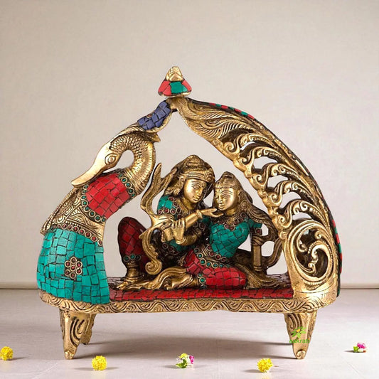 Devine Love Radha Krishna Brass made decorative Statue by Aakrati Aakrati
