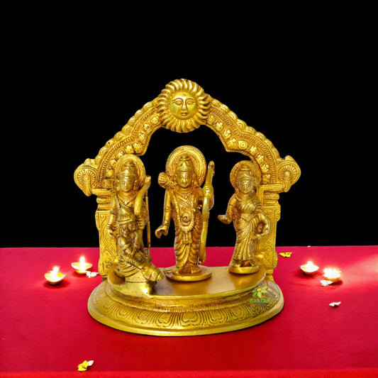 Brass Ram Darbar Statue | A Perfect Home Accent for Peace and Prosperity | Ram Darbar in Brass ( Yellow, 10 inch)