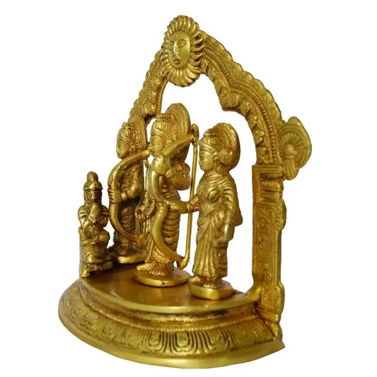 Brass Ram Darbar Statue | A Perfect Home Accent for Peace and Prosperity | Ram Darbar in Brass ( Yellow, 10 inch) Aakrati