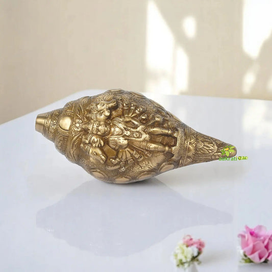 Lord Hanuman with five face Decorative Brass Made Pooja Ghar/ Temple Conch figure Aakrati