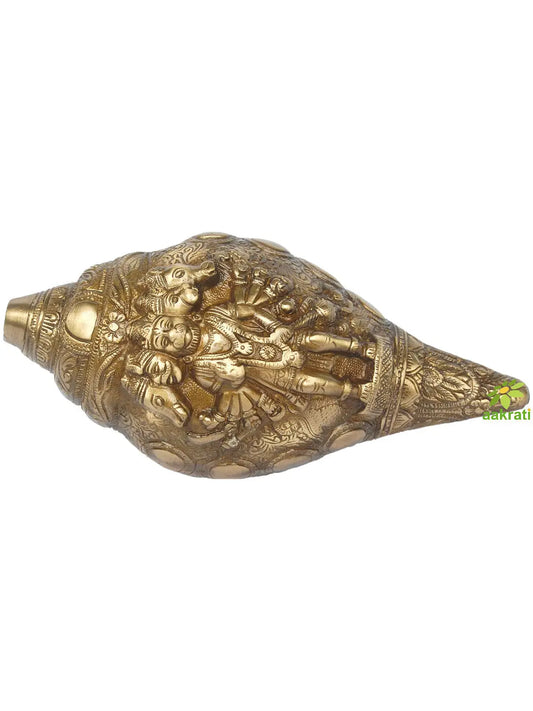 Lord Hanuman with five face Decorative Brass Made Pooja Ghar/ Temple Conch figure Aakrati
