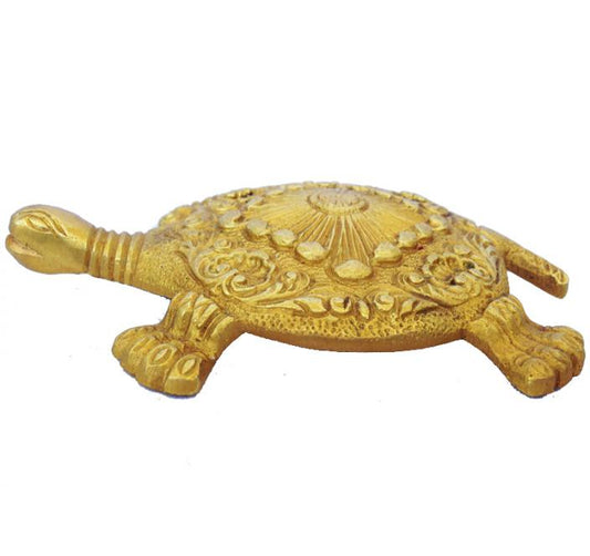 Brass Turtle Decorative Statue | Decorative Showpiece for Elegant Home Decor | Handcrafted Brass Turtle Figurine ( Yellow, 6 inch)