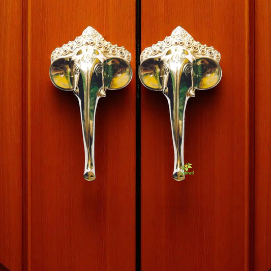 Rustic Brass Antique Door Handle | Classic Home Accessory with Premium Craft | Decorative Brass Antique Door Pull ( Yellow, 8 inch) Aakrati