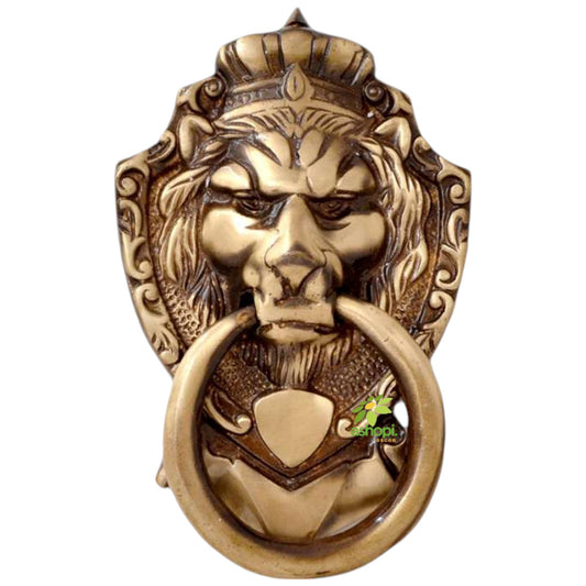 Handcrafted Brass Lion Head Door Knocker | Antique Style for Elegant Home Entrances | Traditional Brass Lion Knocker ( Brown, 6 inch) Aakrati