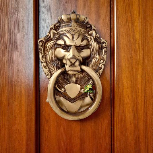 Handcrafted Brass Lion Head Door Knocker | Antique Style for Elegant Home Entrances | Traditional Brass Lion Knocker ( Brown, 6 inch) Aakrati