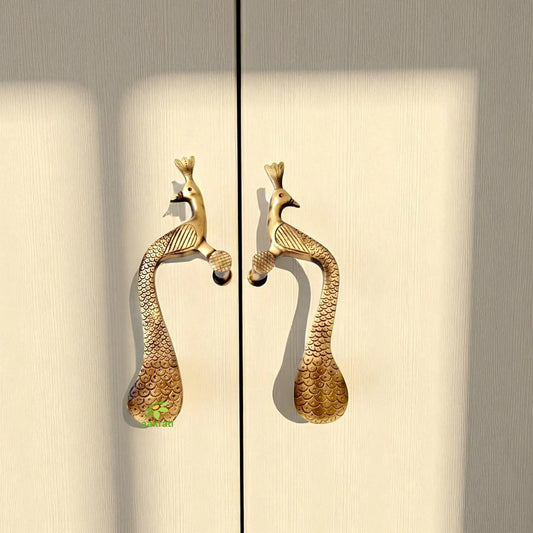 Premium Brass Peacock Door Pull | Unique Design for Modern Homes | Brass Handle ( Brown, 10 inch) Aakrati