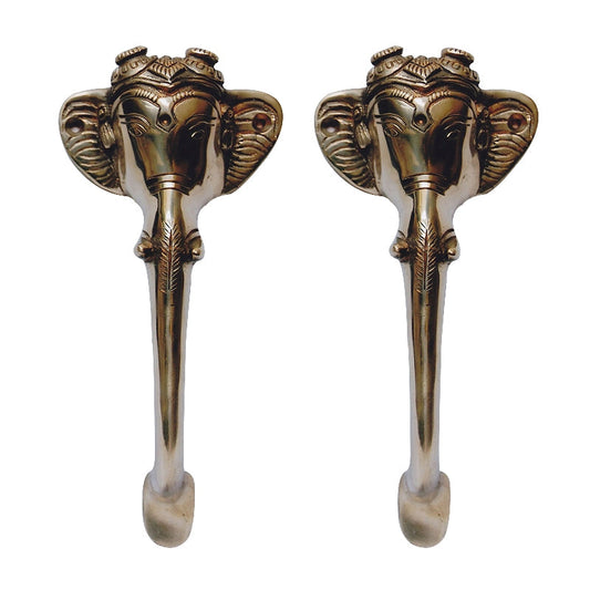 Antique Brass Ganesha Door Handle | Unique Spiritual Home Decor | Brass Religious Door Handle ( Yellow, 8 inch) Aakrati