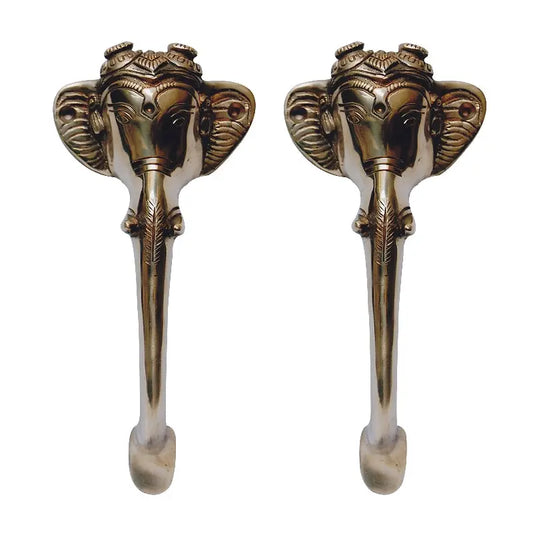 Antique Brass Ganesha Door Handle | Unique Spiritual Home Decor | Brass Religious Door Handle ( Yellow, 8 inch) Aakrati