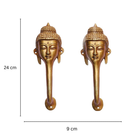 Brass Buddha Shape Door Handle | A Spiritual and Elegant Addition to Your Doors | Brass Buddha Door Pull ( Yellow, 9.5 inch) Aakrati