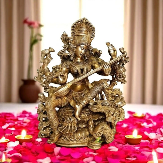 Goddess Saraswati Glorious Statue of Brass by Aakrati Aakrati