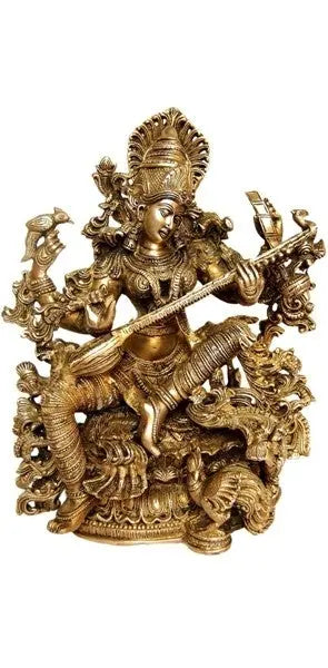 Goddess Saraswati Glorious Statue of Brass by Aakrati Aakrati