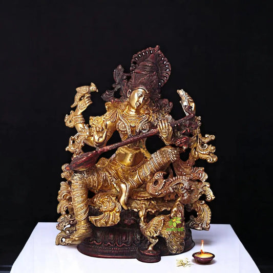 Goddess Saraswati Glorious Statue of Brass by Aakrati Aakrati
